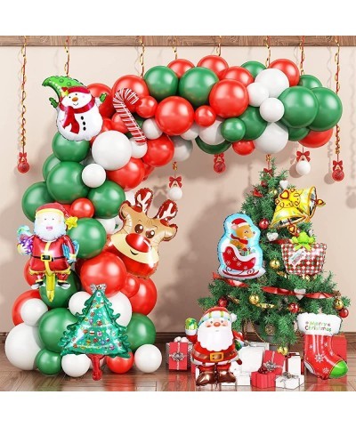 Christmas Balloon Arch Kit Green White Red Christmas Balloons Garland Kit Latex Balloons with Santa Claus Elk Snowshoes Xmas ...