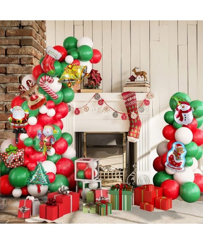 Christmas Balloon Arch Kit Green White Red Christmas Balloons Garland Kit Latex Balloons with Santa Claus Elk Snowshoes Xmas ...