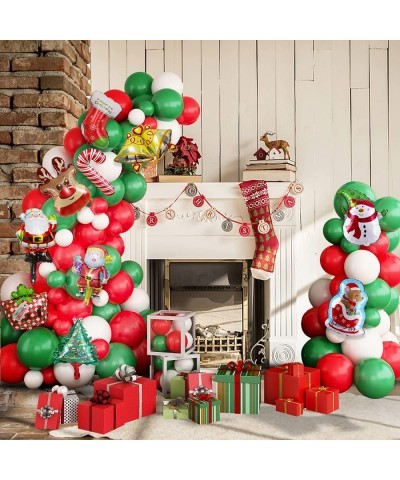 Christmas Balloon Arch Kit Green White Red Christmas Balloons Garland Kit Latex Balloons with Santa Claus Elk Snowshoes Xmas ...