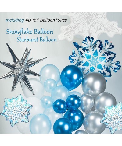 Winter Wonderland Balloon Garland arch kit 160 Pcs large Snowflake Chrome Blue white silver Balloons For Snow Queen Princess ...