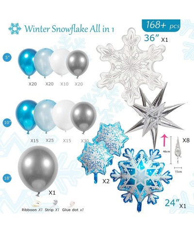 Winter Wonderland Balloon Garland arch kit 160 Pcs large Snowflake Chrome Blue white silver Balloons For Snow Queen Princess ...