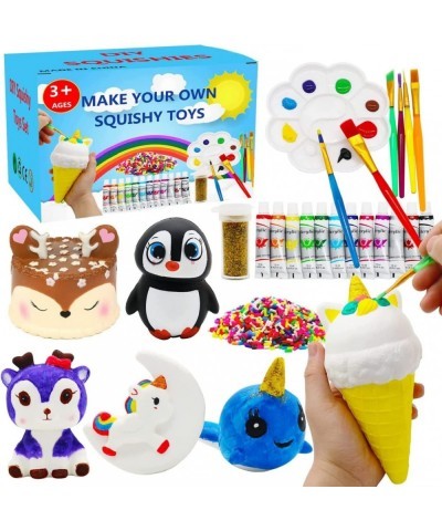 27 Pcs Art and Crafts Kit Gifts for Kids Girls Make Your Own Squishies Toys DIY Set with 6Pcs Blank Squishy Toys Crafts Suppl...