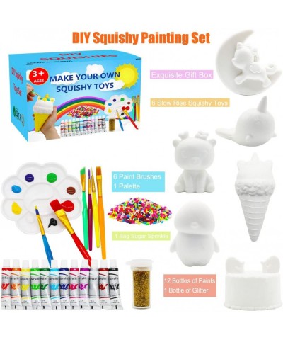 27 Pcs Art and Crafts Kit Gifts for Kids Girls Make Your Own Squishies Toys DIY Set with 6Pcs Blank Squishy Toys Crafts Suppl...