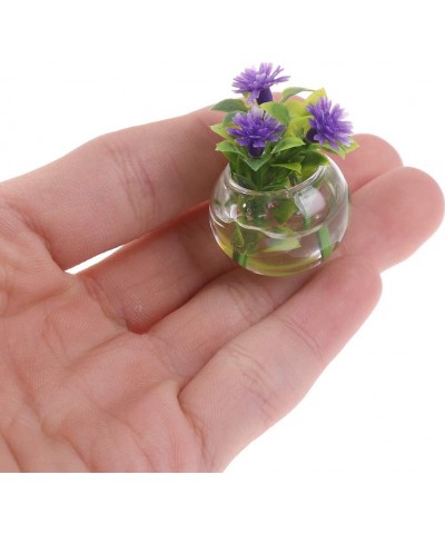 1/12 Dollhouse Miniature Green Potted for Home Decor Simulation Potted Plants Micro Mini Simulation Hydroponic Glass Plant Fl...