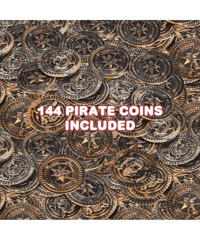 144 Plastic Pirate Coins Ancient Pirate Booty Treasure Chest Supplies Birthday Party Decorations and Centerpiece Items Treasu...