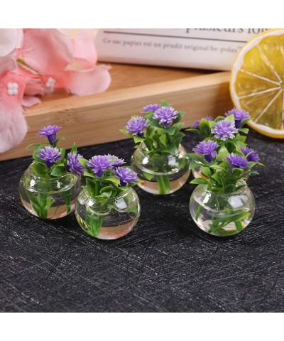 1/12 Dollhouse Miniature Green Potted for Home Decor Simulation Potted Plants Micro Mini Simulation Hydroponic Glass Plant Fl...