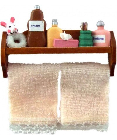 Dollhouse Pink Toiletries & Towels on Shelf Miniature Bathroom Accessory $16.49 Dollhouse Accessories