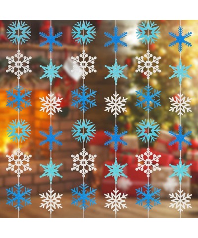 12PCS Winter Snowflake Decorations Glittery Christmas Snowflake Ornaments Hanging Paper Snowflake Garland 3 Colors for Winter...