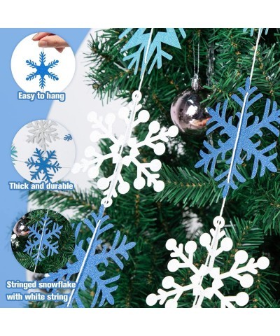 12PCS Winter Snowflake Decorations Glittery Christmas Snowflake Ornaments Hanging Paper Snowflake Garland 3 Colors for Winter...