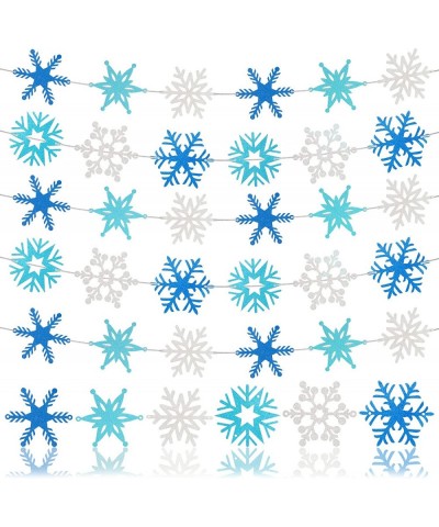 12PCS Winter Snowflake Decorations Glittery Christmas Snowflake Ornaments Hanging Paper Snowflake Garland 3 Colors for Winter...