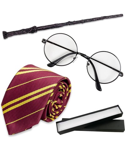 Harry Wand and Glasses Accessories 3pcs Cosplay Tie and Glasses Accessories Set with Wand Glasses Frame Tie for Halloween Dre...