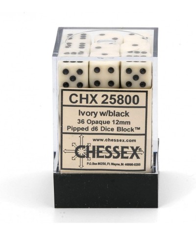 CHX25800 Dice-Opaque: 36D6 Ivory/Black Set $17.77 Game Accessories