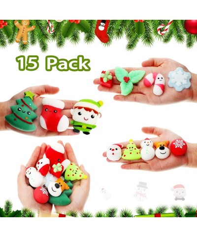 15 Pieces Christmas Mochi Toys Include 6 Piece Soft Big Size Christmas Mochi Toys and 9 Piece Small Size Kawaii Stress Reliev...