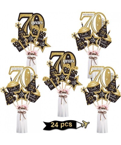 70 Birthday Party Decorations Set Golden Birthday Party Centerpiece Sticks Glitter Table Toppers Party Supplies 24 Pieces $20...