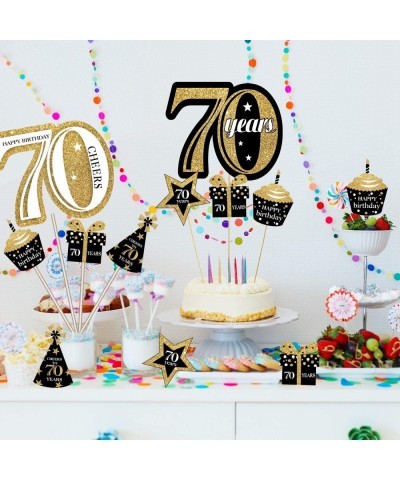 70 Birthday Party Decorations Set Golden Birthday Party Centerpiece Sticks Glitter Table Toppers Party Supplies 24 Pieces $20...