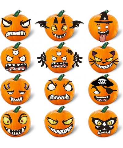 Halloween Pumpkin Decorating Kits 12 Sheets 66 Pcs Makes 24 Pumpkins(12 Designs)- Halloween Party Supplies Trick or Treat Par...