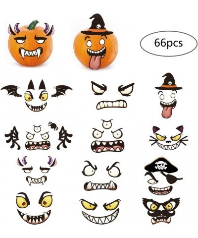 Halloween Pumpkin Decorating Kits 12 Sheets 66 Pcs Makes 24 Pumpkins(12 Designs)- Halloween Party Supplies Trick or Treat Par...