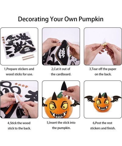 Halloween Pumpkin Decorating Kits 12 Sheets 66 Pcs Makes 24 Pumpkins(12 Designs)- Halloween Party Supplies Trick or Treat Par...