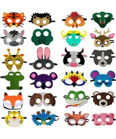 24 Packs Animal Felt Masks for Kids Party Favors Jungle Safari Theme Party Supplies with 24 Different Types Animal Birthday P...