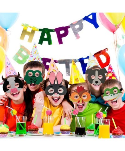 24 Packs Animal Felt Masks for Kids Party Favors Jungle Safari Theme Party Supplies with 24 Different Types Animal Birthday P...