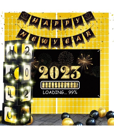 New Years Eve Party Supplies 2023 - New Years Eve Party Decorations Pack Including 4 Balloons Boxes 20 Balloons 2 Foil Fringe...