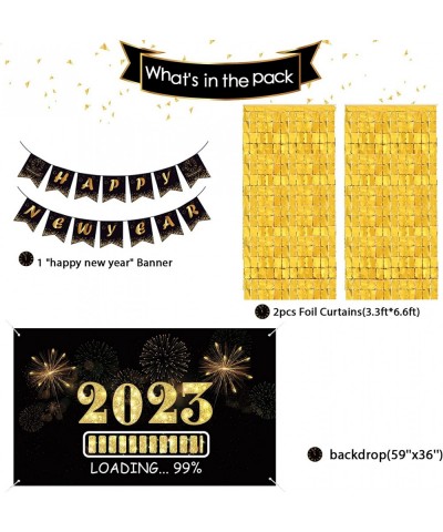 New Years Eve Party Supplies 2023 - New Years Eve Party Decorations Pack Including 4 Balloons Boxes 20 Balloons 2 Foil Fringe...