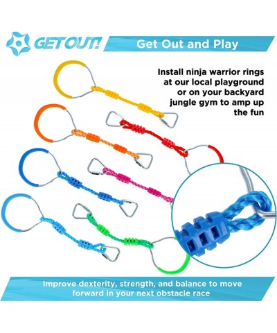 Obstacle Course Rings - 7pc Colorful Gymnastic Rings Ninja Line Attachment Rings for Swing Set and Jungle Gym $63.97 Play Set...