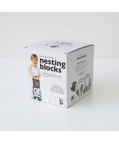 Nesting Blocks - Ocean Animals and Numbers - Black and White Stacking and Building Toy for Toddlers and Kids - Motor Skills C...