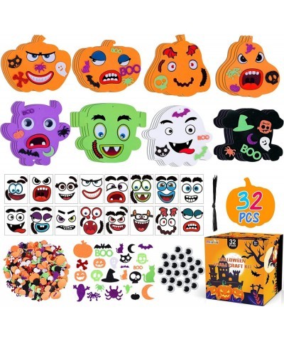 204PCS Halloween Pumpkin Foam Stickers Craft Kit for Kids Glitter Shapes Pumpkin Ghost Skull Halloween Decorations Party Favo...