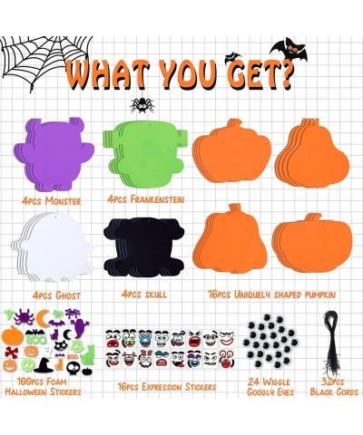 204PCS Halloween Pumpkin Foam Stickers Craft Kit for Kids Glitter Shapes Pumpkin Ghost Skull Halloween Decorations Party Favo...