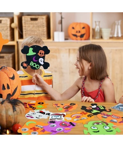 204PCS Halloween Pumpkin Foam Stickers Craft Kit for Kids Glitter Shapes Pumpkin Ghost Skull Halloween Decorations Party Favo...