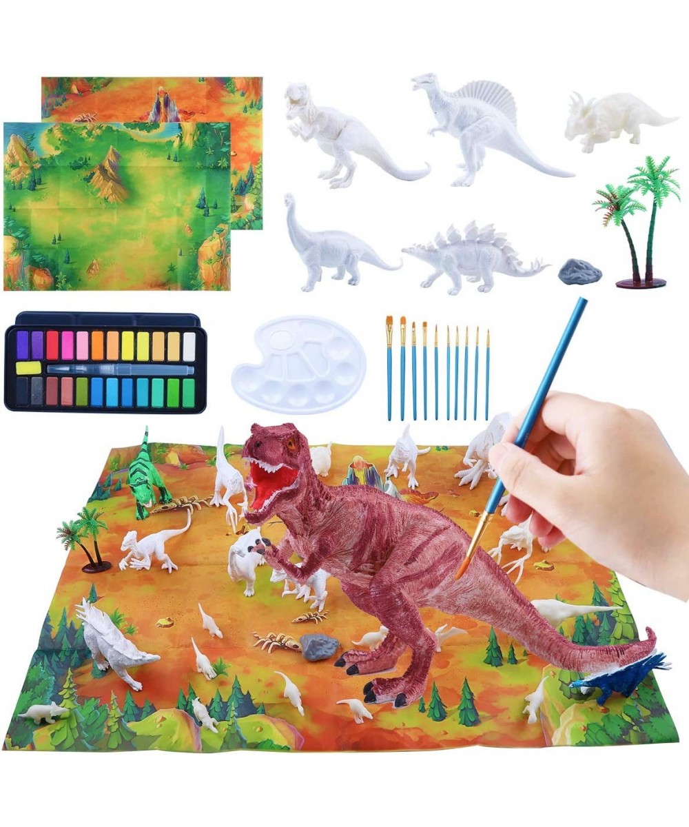 Paint Your Own Dinosaur Toys Complete KIT for Kids Ages 5 Plus. Includes Large Dino 12x7x5" 12 Baby Dinos with 24 Color Paint...