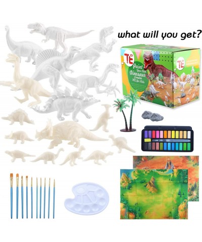 Paint Your Own Dinosaur Toys Complete KIT for Kids Ages 5 Plus. Includes Large Dino 12x7x5" 12 Baby Dinos with 24 Color Paint...