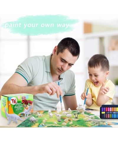 Paint Your Own Dinosaur Toys Complete KIT for Kids Ages 5 Plus. Includes Large Dino 12x7x5" 12 Baby Dinos with 24 Color Paint...