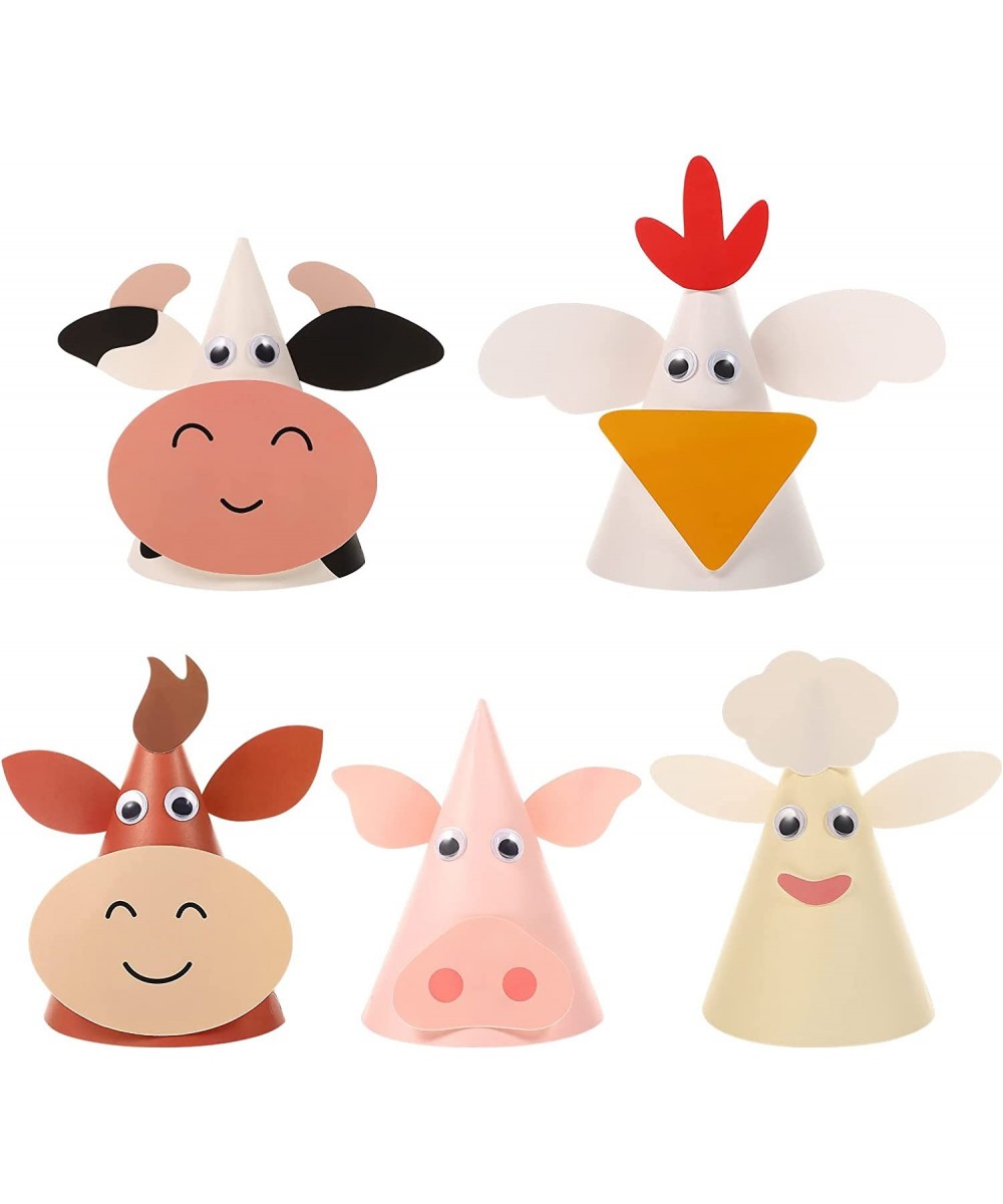 5pcs Kids Birthday Party Hats Zodiac Ox Cow Cone Hats Farm Animals Cone Hats DIY Photo Props for Kids Children Toddlers Holid...