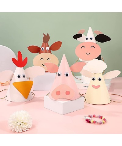 5pcs Kids Birthday Party Hats Zodiac Ox Cow Cone Hats Farm Animals Cone Hats DIY Photo Props for Kids Children Toddlers Holid...