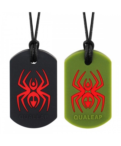 Spider Chew Necklace for Kids Boys or Girls (2 Pack) - Sensory Oral Motor Aids Teether Toys for Autism ADHD Baby Nursing or S...