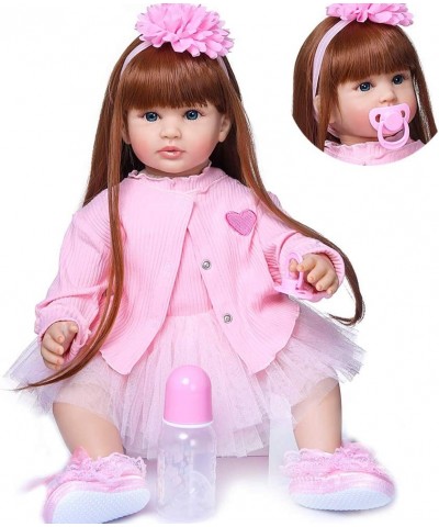 Pinky Lifelike Reborn Toddler Dolls Girl 24inch 60CM Realistic Looking Princess Baby Doll Vinyl Silicone Long Hair Babies Toy...