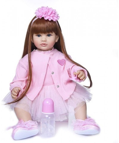 Pinky Lifelike Reborn Toddler Dolls Girl 24inch 60CM Realistic Looking Princess Baby Doll Vinyl Silicone Long Hair Babies Toy...