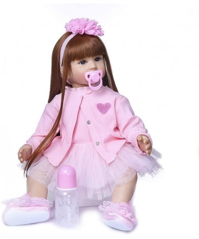 Pinky Lifelike Reborn Toddler Dolls Girl 24inch 60CM Realistic Looking Princess Baby Doll Vinyl Silicone Long Hair Babies Toy...