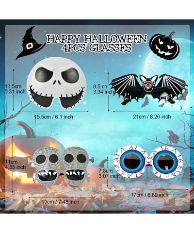 Halloween Sunglasses 4 Pcs Funny Eyeglasses for Halloween Party Favor Bat Skull Eyeball Adults Kids Fun Glasses for Party Hal...