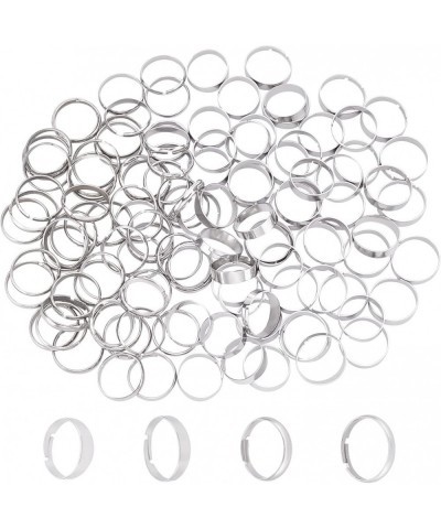 About 120pcs 4 Sizes Adjustable Stainless Steel Plain Band Rings Finger Stackable Rings Set Knuckle Tail Ring Stainless Steel...