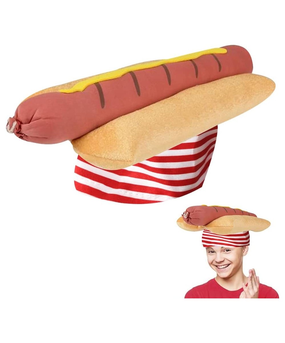 Funny Hot Dog Hat 1 PC Fun Fast Food Hotdog Hat Soft Plush Costume Accessory Hat Pizza Party Supplies Decorations One Size Fi...