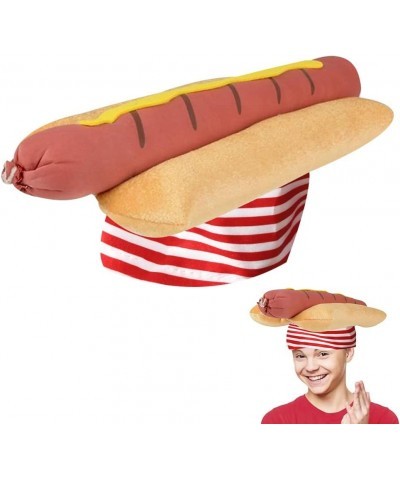 Funny Hot Dog Hat 1 PC Fun Fast Food Hotdog Hat Soft Plush Costume Accessory Hat Pizza Party Supplies Decorations One Size Fi...