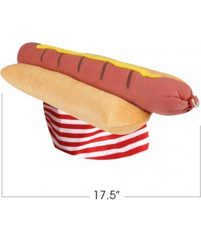 Funny Hot Dog Hat 1 PC Fun Fast Food Hotdog Hat Soft Plush Costume Accessory Hat Pizza Party Supplies Decorations One Size Fi...