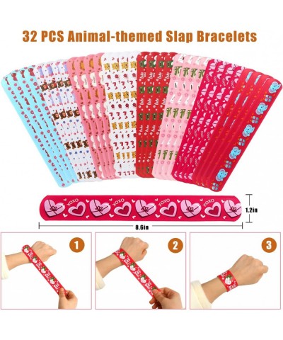 32PCS Valentine's Day Slap Bracelets Animal Slap Wristbands with 36PCS Valentine Day Cards for Kids Party Favors Gift Bag Fil...