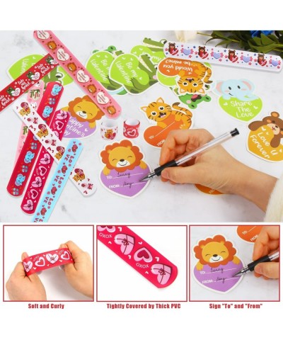 32PCS Valentine's Day Slap Bracelets Animal Slap Wristbands with 36PCS Valentine Day Cards for Kids Party Favors Gift Bag Fil...