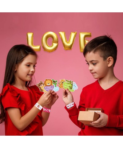 32PCS Valentine's Day Slap Bracelets Animal Slap Wristbands with 36PCS Valentine Day Cards for Kids Party Favors Gift Bag Fil...