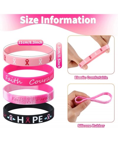 Breast Cancer Awareness Bracelets Silicone Pink Ribbon Wristband Breast Cancer Bracelets Hope Strength Faith Courage Inspirin...