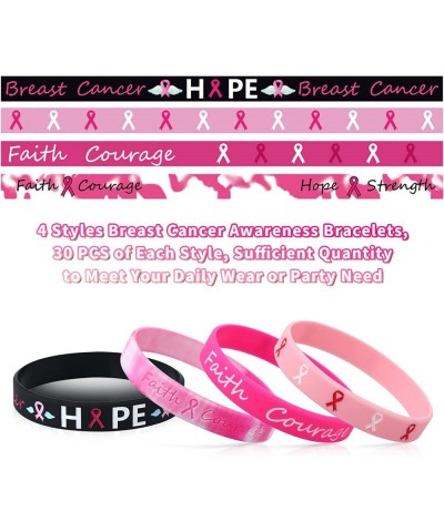 Breast Cancer Awareness Bracelets Silicone Pink Ribbon Wristband Breast Cancer Bracelets Hope Strength Faith Courage Inspirin...